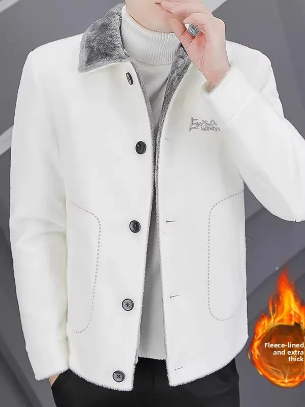 

Мужское повседневное модное шерстяное пальто из искусственного меха на осень-зиму, утепленное, молодежное, с воротником-стойкой, длинное, с длинными рукавами