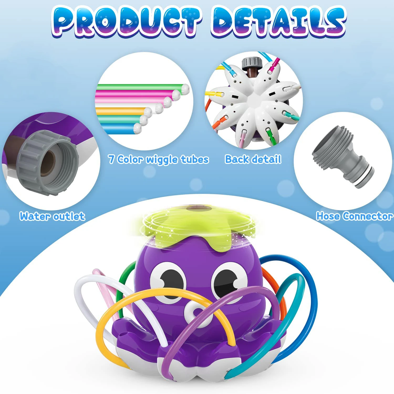 Water Spray Outdoor Toy Octopus Sprinkler Backyard Garden Water Toys Summer Yard Cartoon Splash Sprinkler Baby Bath Toy for Kids