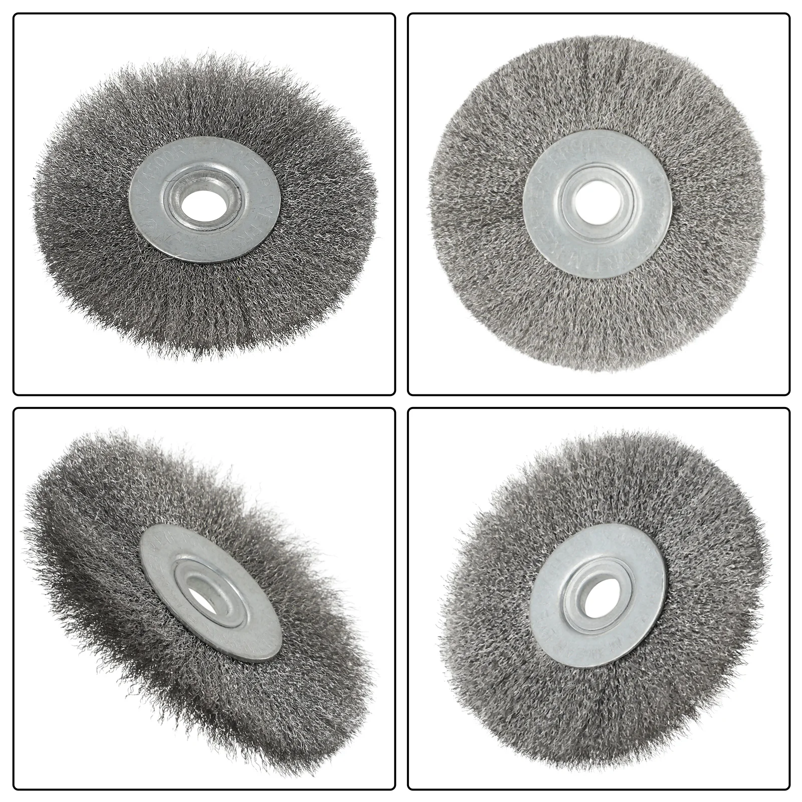 4inches Flat Crimped Stainless Steel Wire Wheel Brush For AngleGrinder 0.52in Bore Round For Bench Grinder Deburring Tool