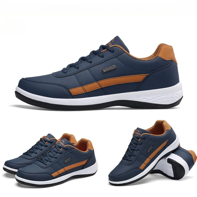 2024 New Men Leather Sneakers High Quality Waterproof Wear-resistant Casual Walking Shoes Outdoor Non Slip Tennis Training Shoes