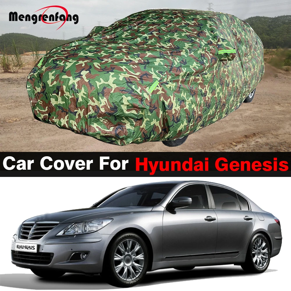 

Камуфляжный полный автомобильный чехол для Hyundai Genesis Rohens 2008-2023, водонепроницаемый автомобильный солнцезащитный УФ-солнце, снег, дождь, лед, устойчивый к царапинам чехол