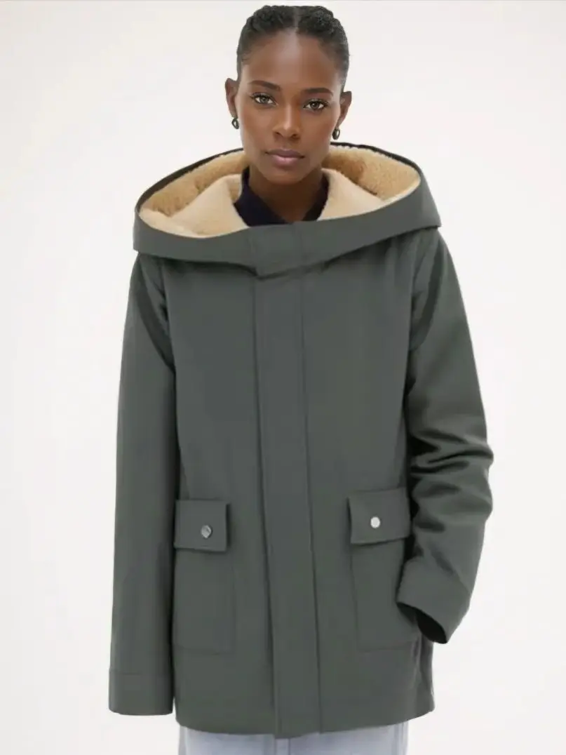 

Женские повседневные зимние флисовые пальто с капюшоном и подкладкой из искусственного меха ягненка, женские толстые теплые карго с карманами на молнии, удлиненные куртки, парки