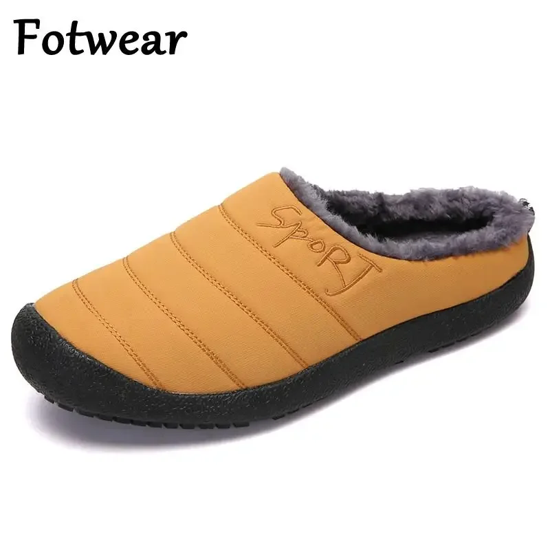 Winter Home Men Slippers With Thick Plush Indoor Mens Fur Slides Plus Size 47 Warm Bedroom Men's Shoes House Slipper Shoes Male