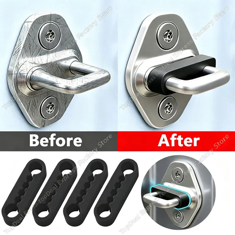 

4pcs Car Door Shock Absorber Universal Car Door Buckle Soundproof Deadener Damper Cushion Anti-Vibration Buffer Pad