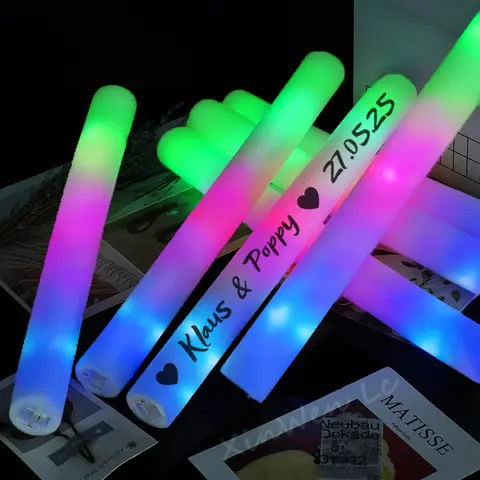 30/40/60/100/120Pcs RGB LED 글로우 폼 스틱 대량 다채로운 LED 글로우 스틱 튜브 어두운 빛 생일 웨딩 파티 용품