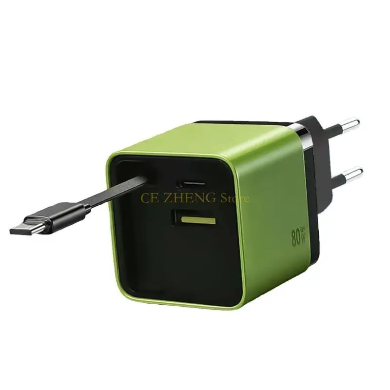 E56B PD80W 빠른 충전기 개폐식 USB C 코드 2 포트 충전 접이식 설계