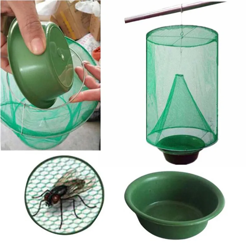 Outdoor Fly Traps for Horses, Stable & Ranch - Reusable Hanging Fly Killer Cages with Mesh, No Batteries Needed, Insect