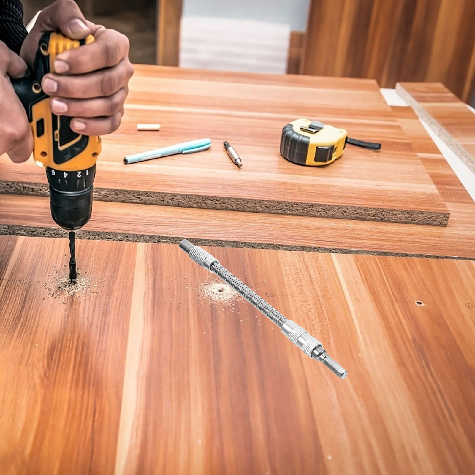 الحفر الكهربائية عمود مرن تمديد سبيكة بت موسع للمساحات الضيقة متعددة الوظائف موصل مقبس أداة اليد التبعي