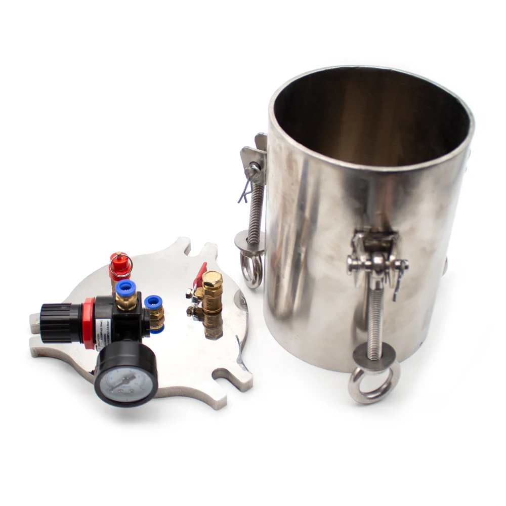 

Side Discharge 2L Dispenser Pressure Tank Stainless Steel Fluid Dispensing Bucket with Safety Regulating Valve Max Pressure 8Bar