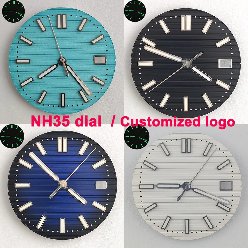 29.8Mm Dial Tiffany Dial Nautilus Jam Tangan Bercahaya Hijau Penunjuk Jam Tangan NH35 Gerakan NH36 untuk Casing Jam 41Mm