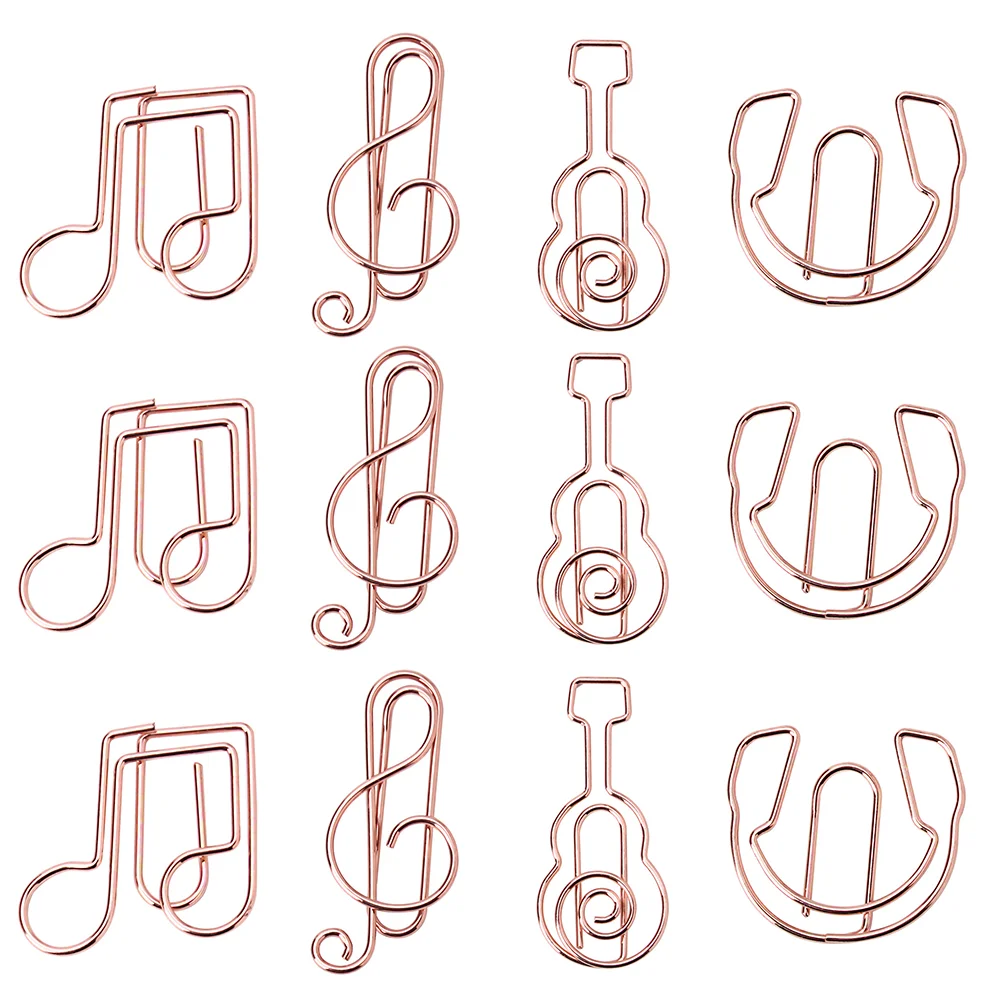 

12 Pcs Music Note Instrument Bookmark Clips for Office Paper Pin Metal Paperclips Calendar Binding Clamp