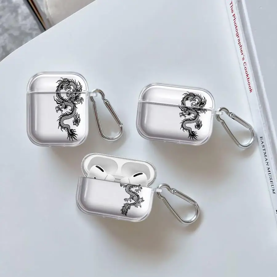 

Cool Dragon Pattern Clear Earphone Cases Cover Case For Airpods 2 4 Pro3 Pro2 Pro 3 1