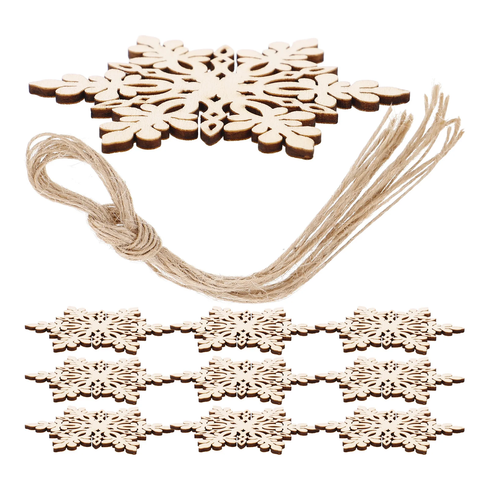 

10Pcs Natural Wooden Snowflake Ornaments Hexagon Shape 80mm Diameter Smooth Sanded Double Side Perfect Christmas Craft Hanging