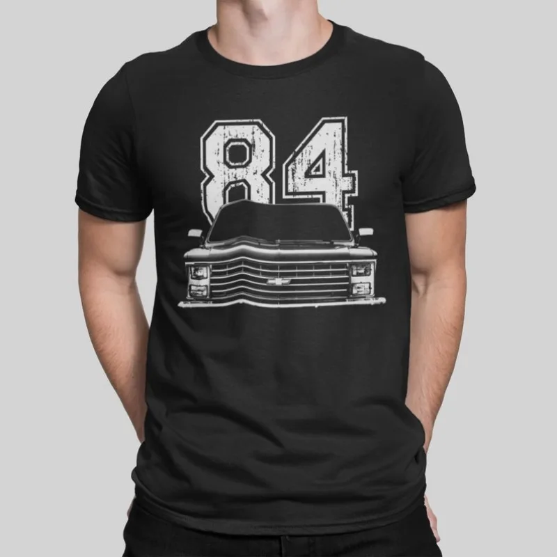 1984 Chevy C10 Front Grill View With Year T Shirt 2024 Men T Shirt Casual  Car fans Logo Enthusiast T-shirt Graphic Summer Short