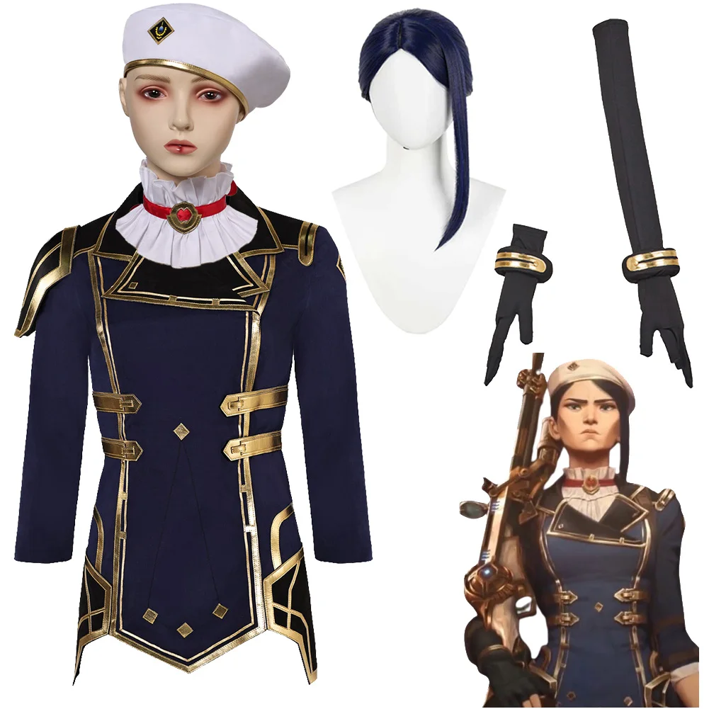 Woman Fancy Arcane Caitlyn Cosplay Kiramman Hat Coat Clothing Game LoL Costume Disguise Roleplay Fantasia Outfits For Women