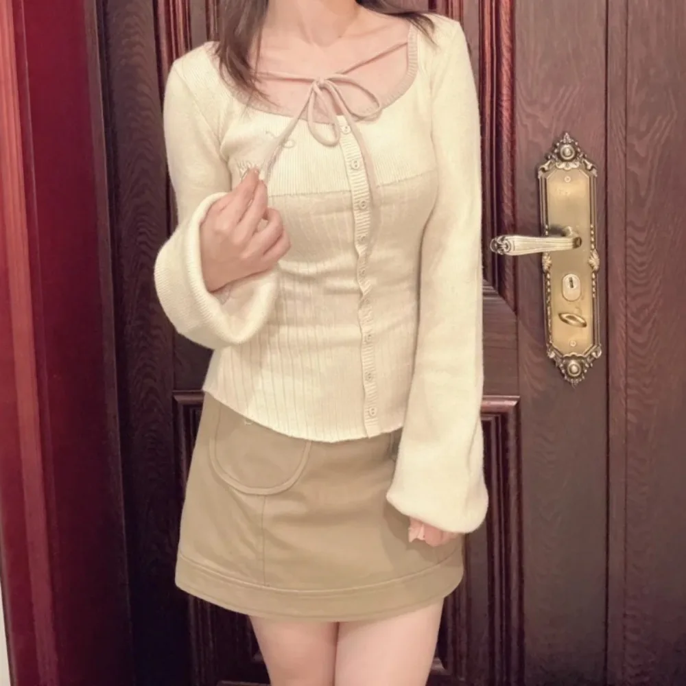 الأقلية اليابانية كل مباراة بسيطة Mujer عادية جديدة ساحة طوق فانوس كم البلوز متماسكة سليم القوس بألواح البلوزات