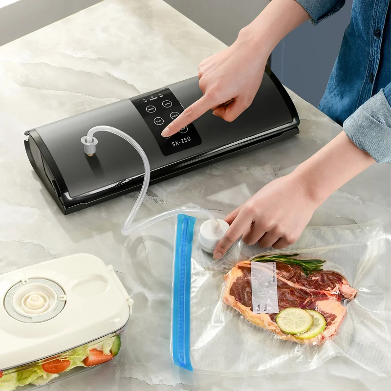 AGASHE  food vacuum sealer machine,Vacuum Air Sealing System For Food Preservation, Dry & Moist, For Sous Vide or Storage