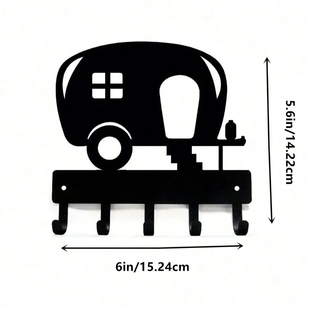 قطعة واحدة من حامل المفاتيح الحديدي لرسومات التخييم، تصميم أنيق مثبت على الحائط، مثالي لغرفة المعيشة وغرفة النوم وقاعة الحمام والمطبخ