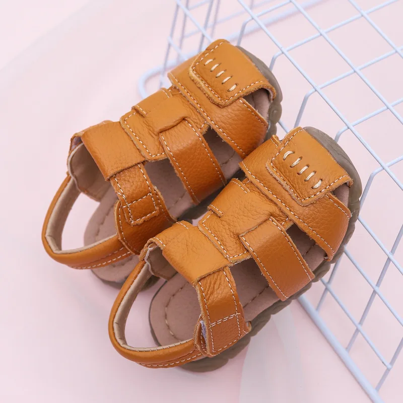 Children's genuine leather sandals boys Cowhide sandals 2-12years old kids beach shoes for summer casual shoes for teenagers