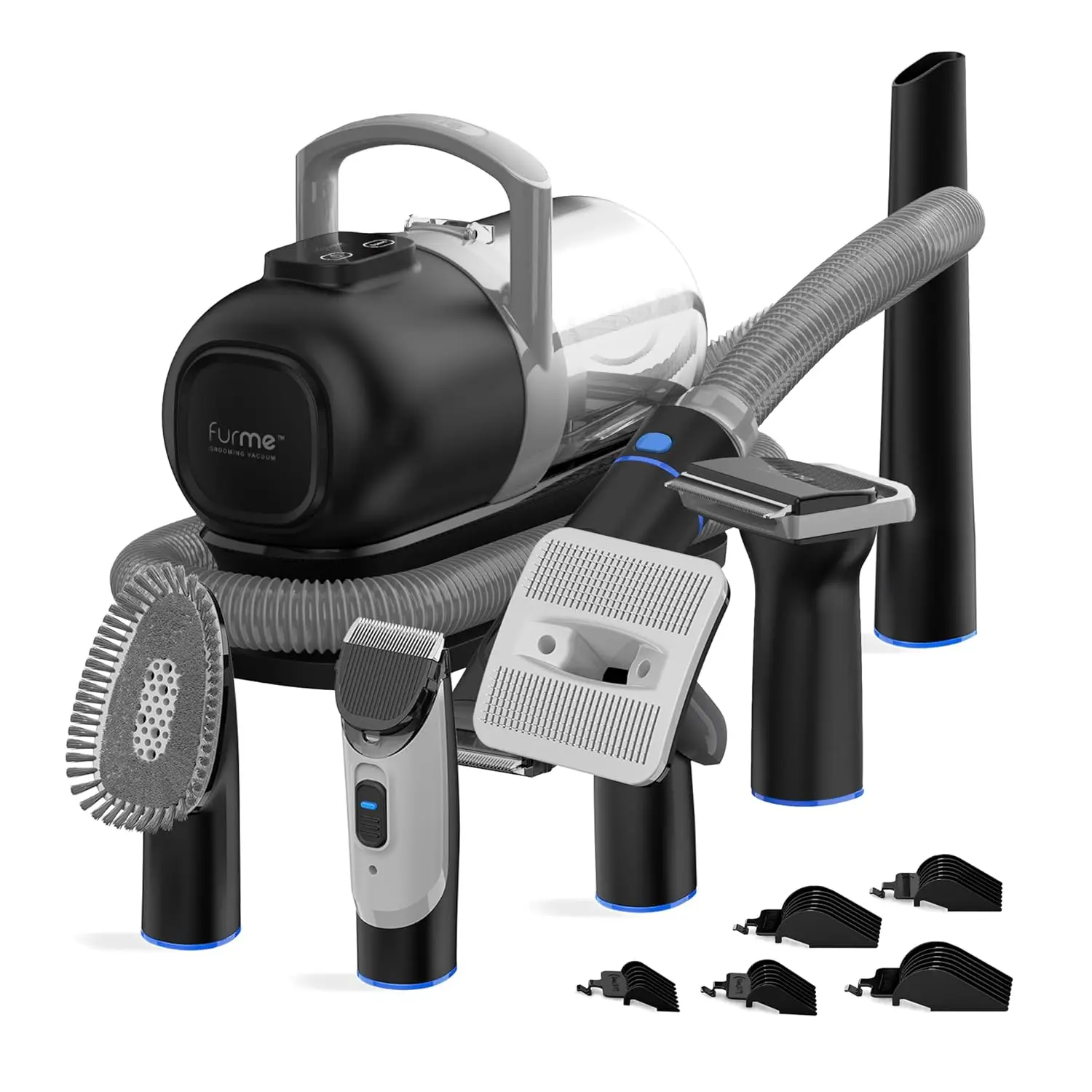 Pet Grooming Vacuum Kit for Cats & Dogs - Quiet, Safe Hair Remover with Brush, Clipper, Shedding Tools and 1L Canister