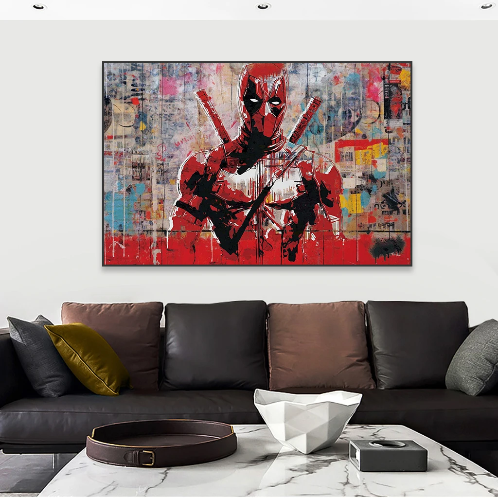 Deadpool Graffiti Art Poster Disney Modern Pop Street Art Banksy Style Wall Art Prints Canvas Painting Home Living Room Decor