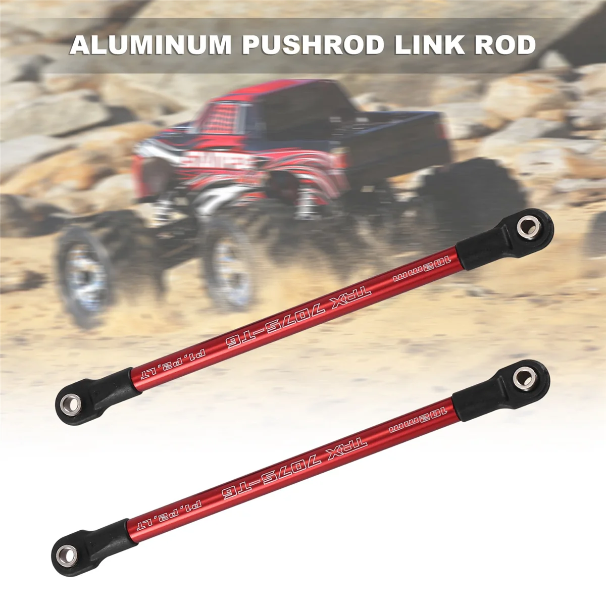 2Pcs อลูมิเนียม Pushrod Link Rod 5318X 5318 สีแดง-Anodized สําหรับ 1/10 Traxxas E-Revo Summit Revo RC รถอะไหล่อัพเกรด