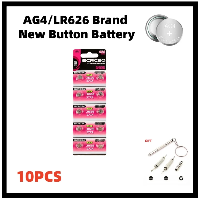 

AG4/LR626 Brand New Button Battery SR626 SR626SW 377A 377 177 G4A 1.5V Coin Cell Battery for Calculator Watch LED Light