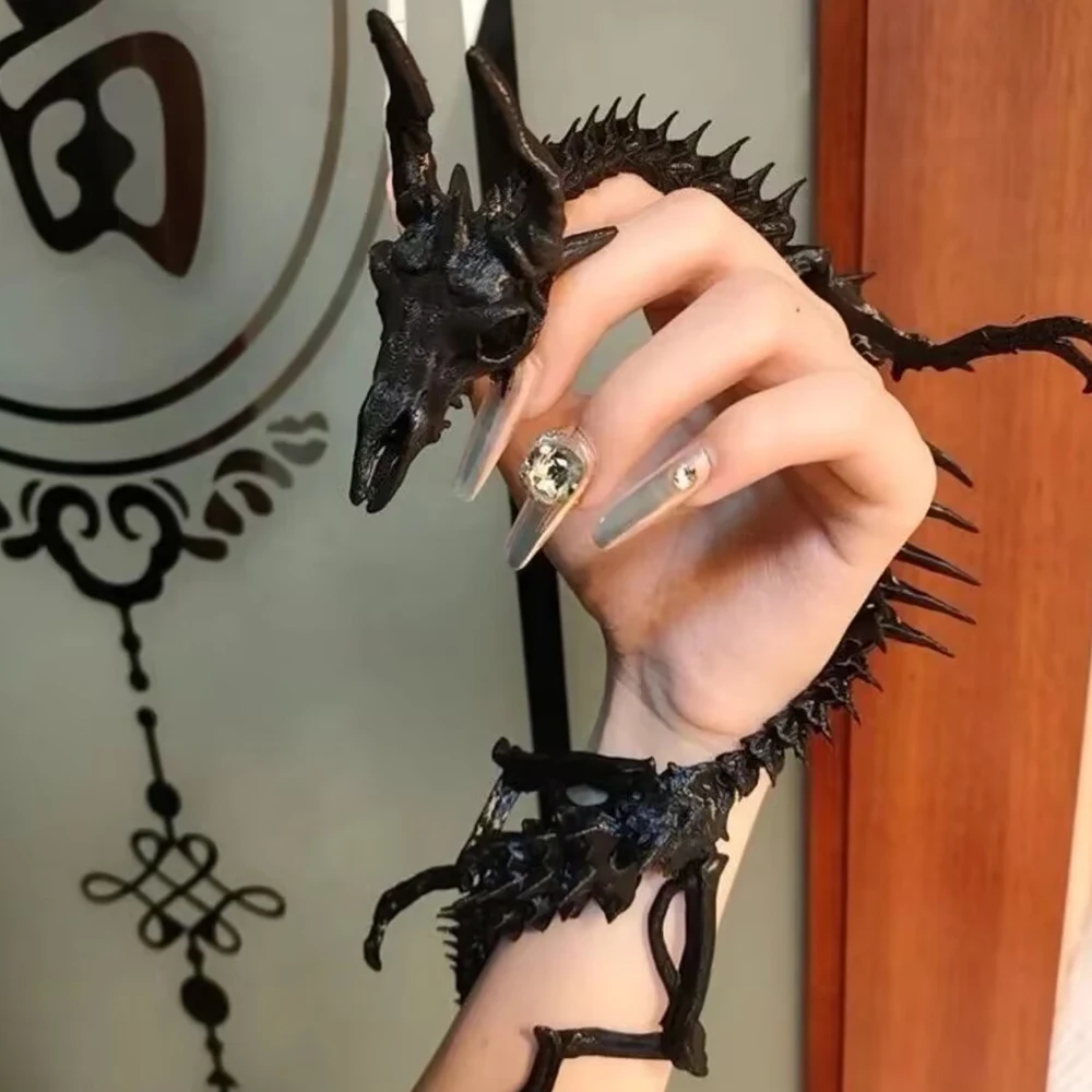 

Панк Дракон Кость Готический Черный Белый Светящийся 3D Печать Хэллоуин Настольное Украшение Партии Реквизит