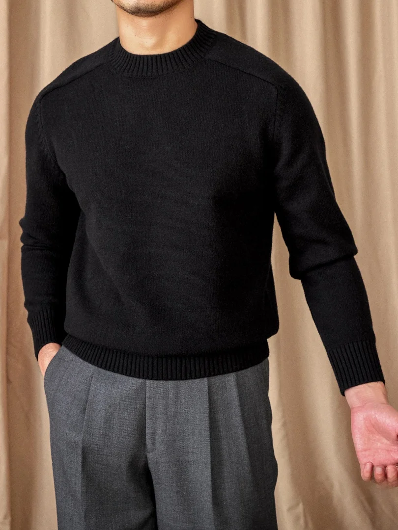 

Mr. Deer Tee's Vintage Gentleman Casual Long Sve Knitted Sweater Briti Italian Sle round Ne Woolen Sweater for Men