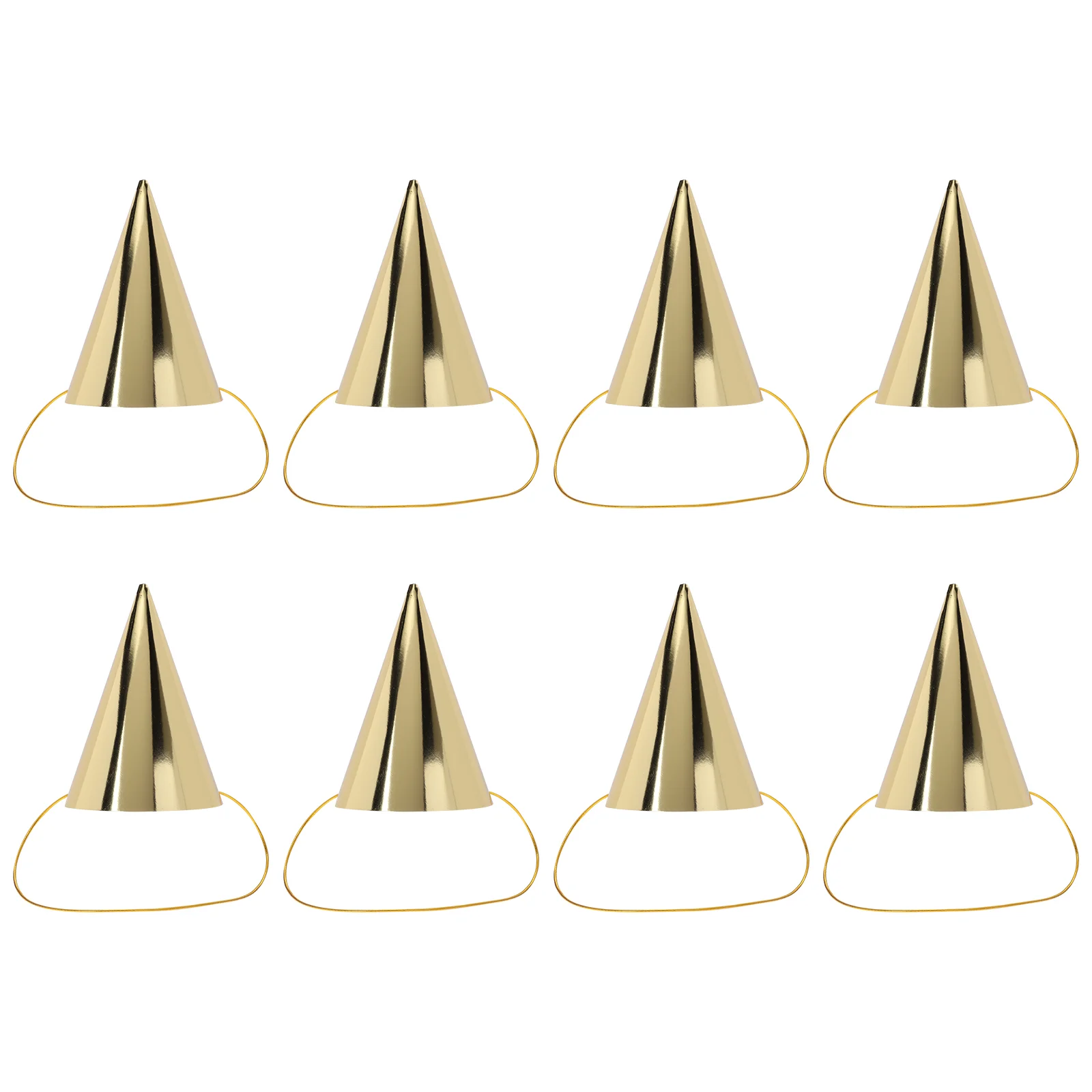 8 pçs chapéu de festa de ouro aniversário prop chapéus crianças cocar cone de papel gorros do bebê aldult crianças bonés corda o