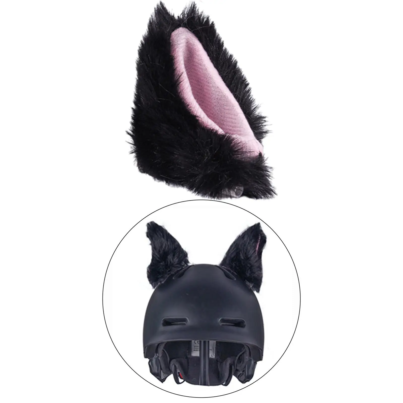 Plush Ear Shaped Hat Sticker Helmet Accessory Novelty Decoration for Motocross Ski Snowboard