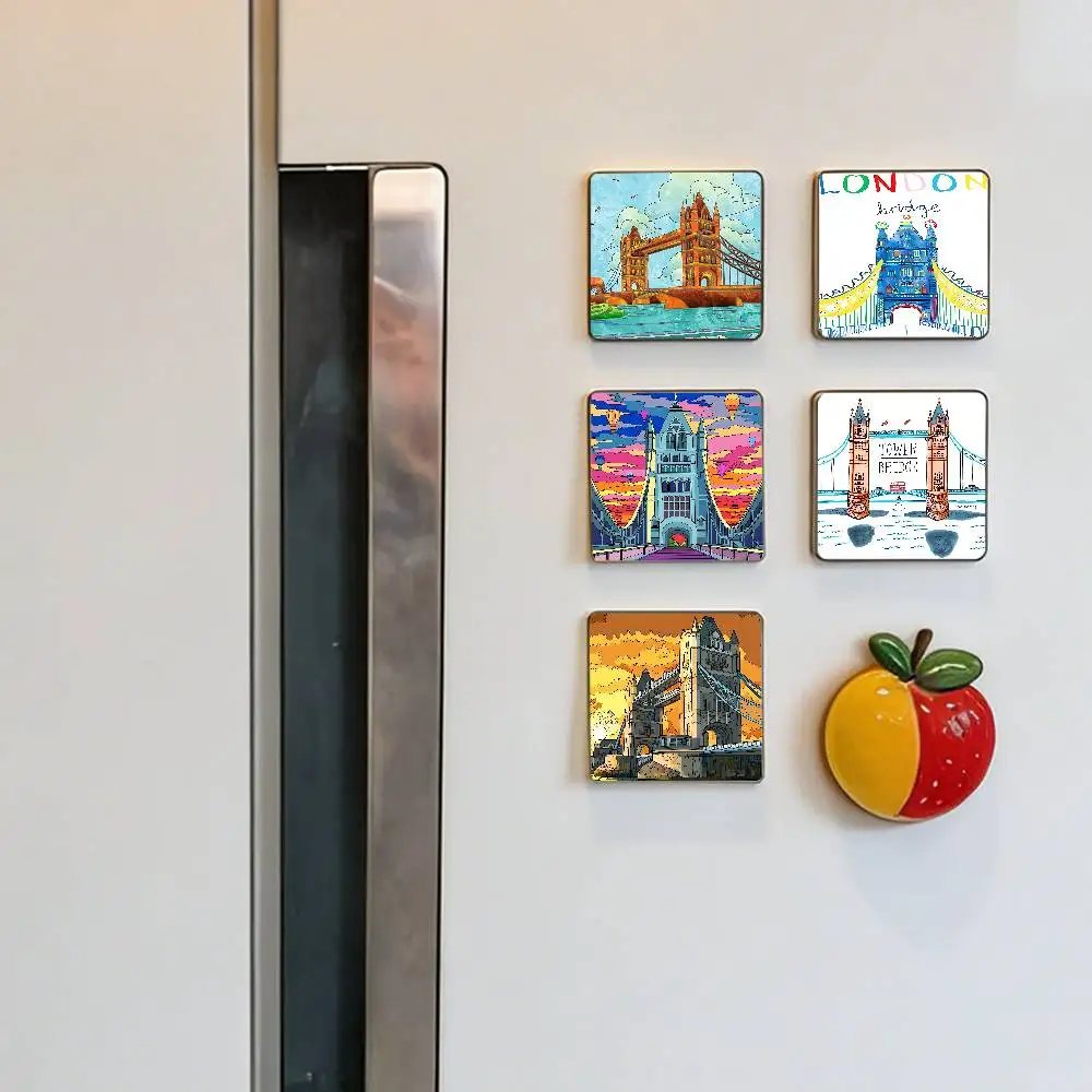 Aimants de réfrigérateur avec paysage du Tower Bridge, aimants d'animaux de dessin animé pour décoration de réfrigérateur, aimants amusants