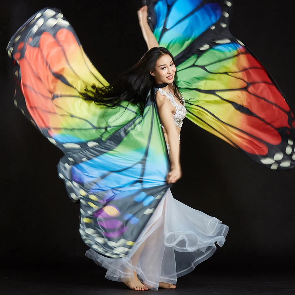 Belly Dance Accessories Butterfly Wings Wing For Women Stage Performance and Practice Costume Show Props Colorful Rainbow Wings