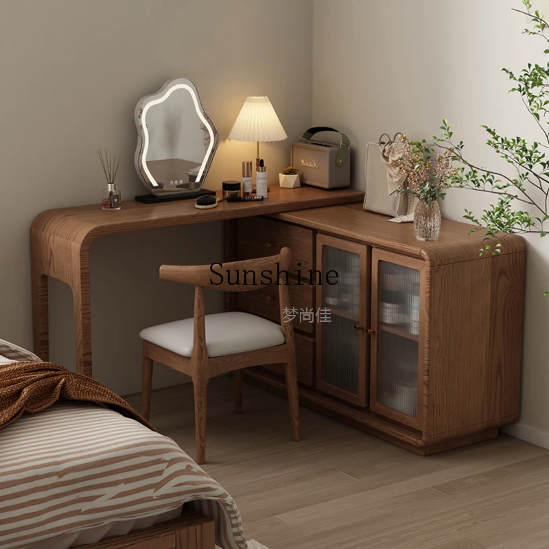 Cómoda de pecho, pequeño maquillaje, dormitorio integrado, escritorio de madera maciza, almacenamiento de cabecera moderno y sencillo