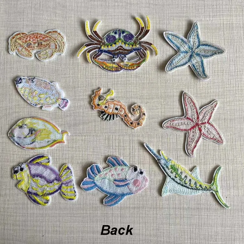 Cartoon Underwater World Animals,Cute Iron On Patch Embroidery Applique Fusible Patches,Heat Transfer Stickers For Clothing Kids