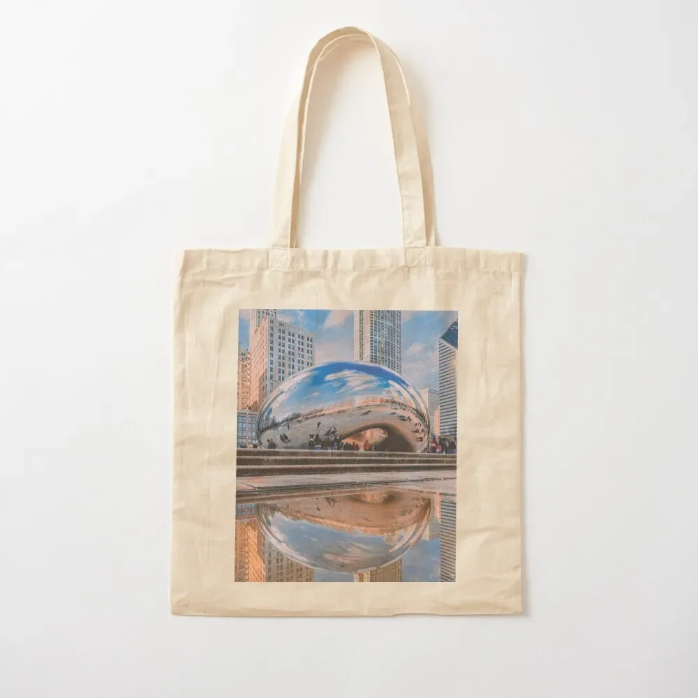 

Chicago bean Tote Bag reusable shopping bags free delivery bags reusable grocery bags Tote Bag