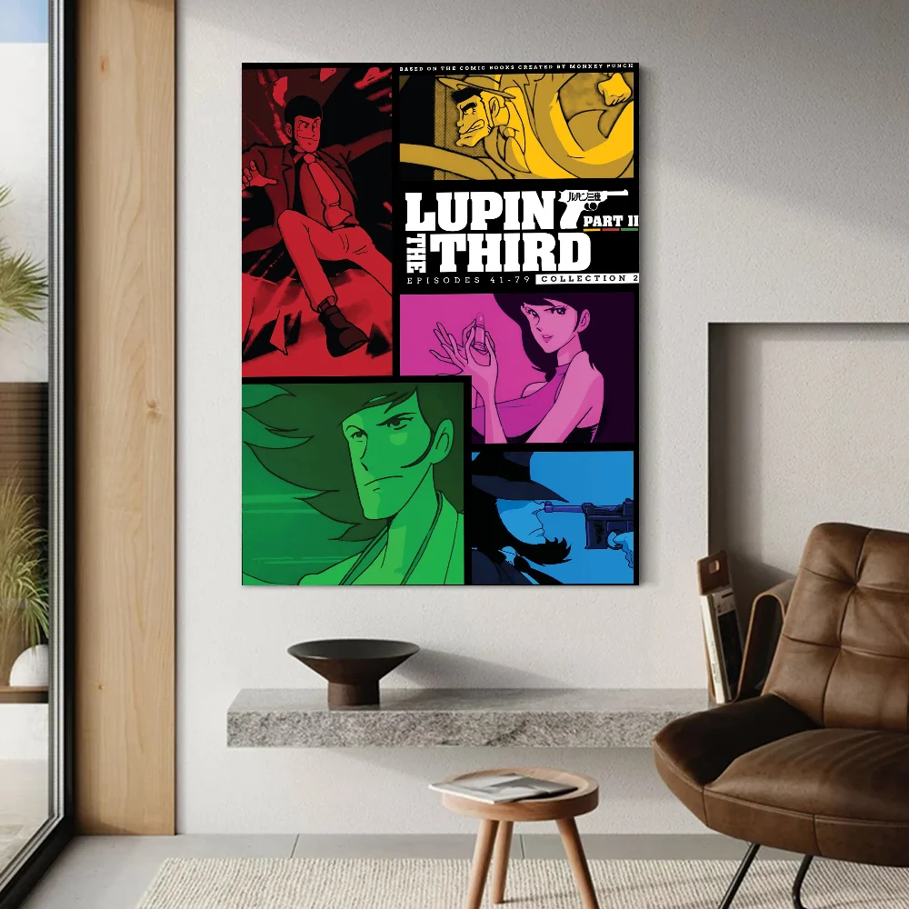 لوبين الثالث كاريكاتير ورق أبيض ملصق HD جودة ملصق جدار الفن اللوحة غرفة الدراسة جدار ديكور