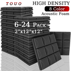 TOUO-Studio Painéis De Espuma Acústica, Esponja Soundproof, Tratamento De Isolamento Sonoro, KTV Room Wall, 6, 12, 24 Pcs