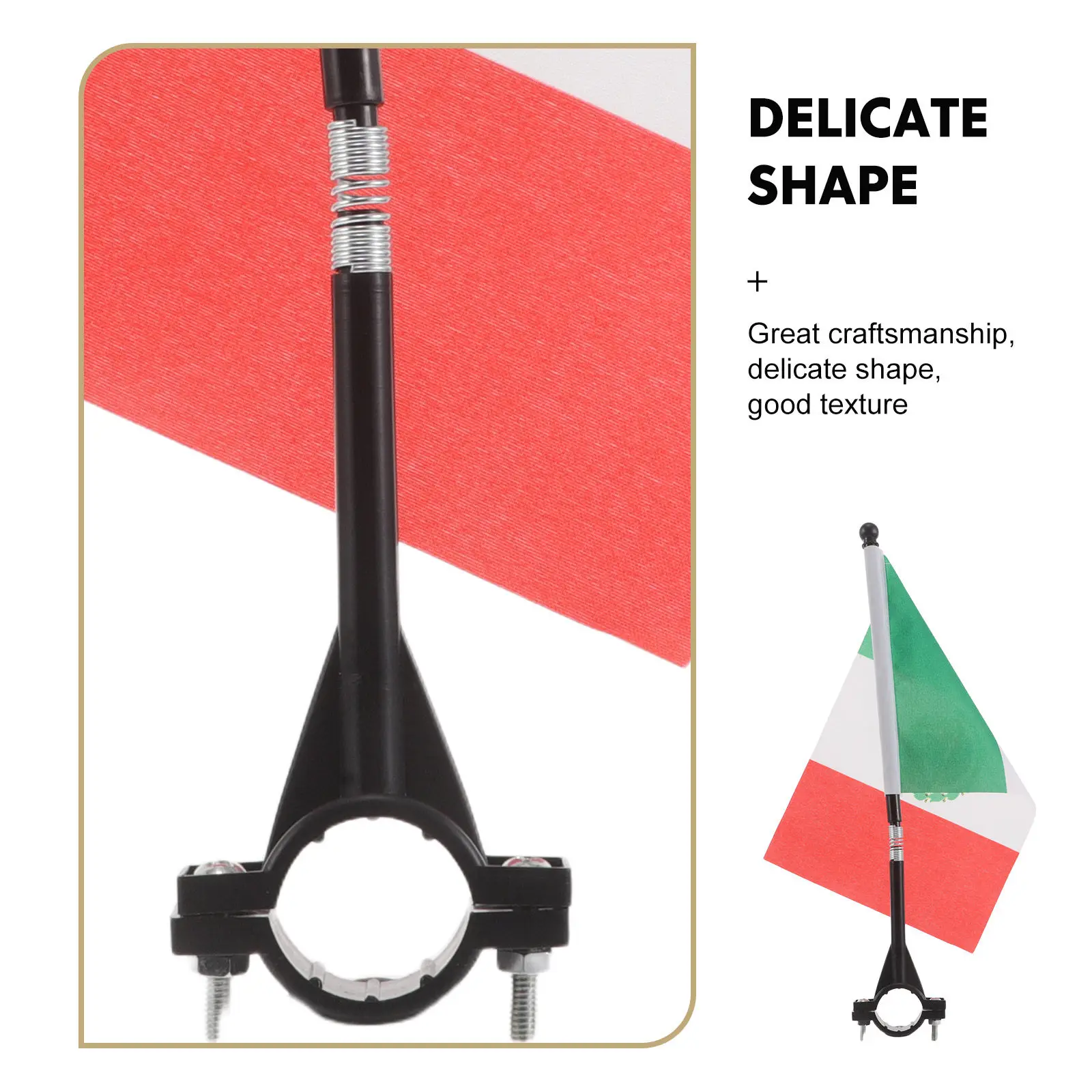 4Pcs Small Mexican Bike Flag with Pole for Handlebar Quick Install Removable Cycling Safety Flag for Group Tours Commute
