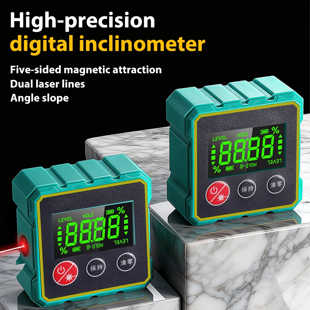 New Laser Digital Protractor Laser Level Ruler USB Chargable Inclinometer Magnetic Base Goniometer Magnet Angle Finder