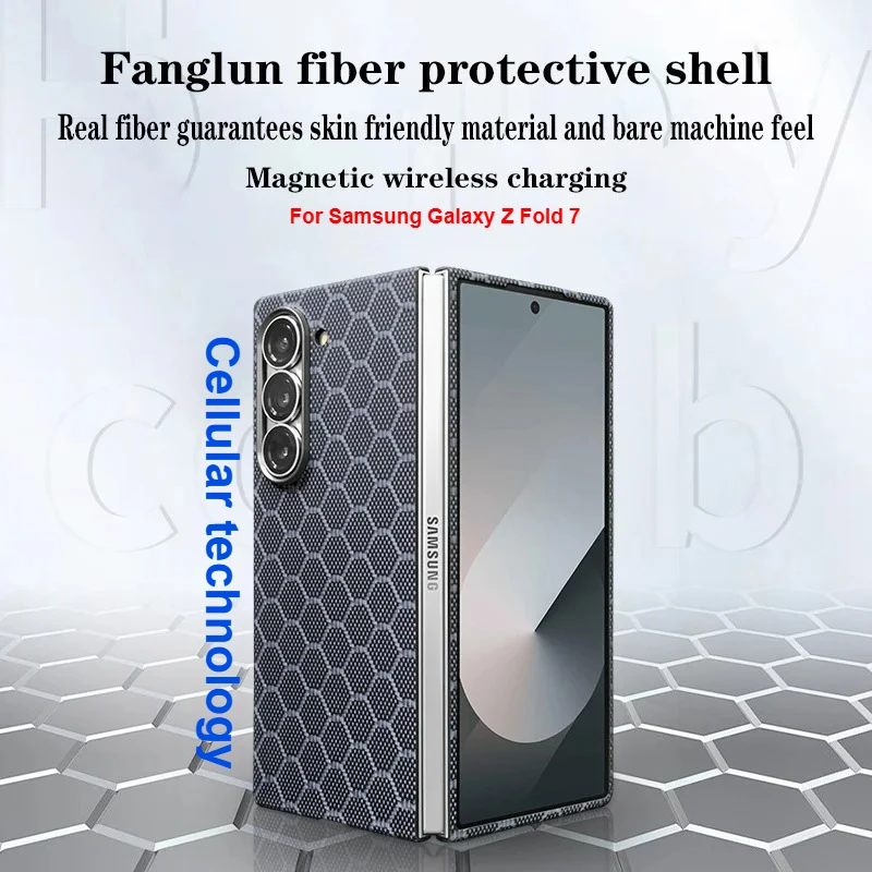 Original Kevlar Carbon Fiber For Mag-safe Magnetic Case For Samsung Galaxy Z Fold 7 6 Metal Lens Frame Protective Cover Fundas