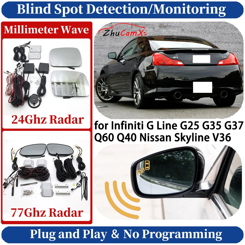 

Blind Spot Monitoring/Detection System for Infiniti G Line G25 G35 G37 Q60 Q40 Nissan Skyline V36 Side Lane Change Safe Assist