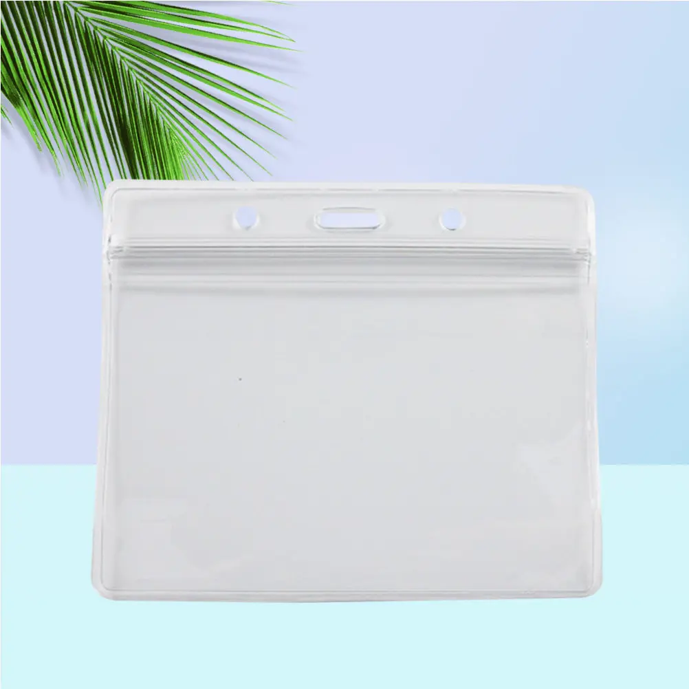 

100Pcs Professional Double Protection Waterproof Id Badge Holder Transparent Plastic Smooth Edge for Office School Social Events