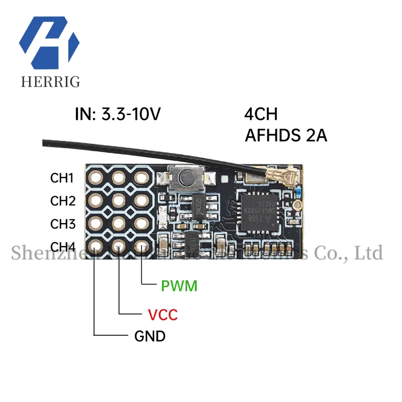 

FS2A-4CH Receiver 4CH Receiver Module Fixed Wing DC3.3-10V Compatible PWM Output