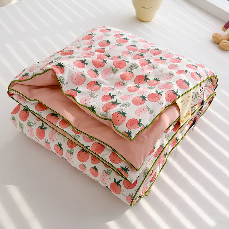 Summer Thin Quilt Comforter Washed Cotton Air Conditioning Quilt/Duvet/Blanket for All Season Soybean Fiber Fillers Bed Duvets