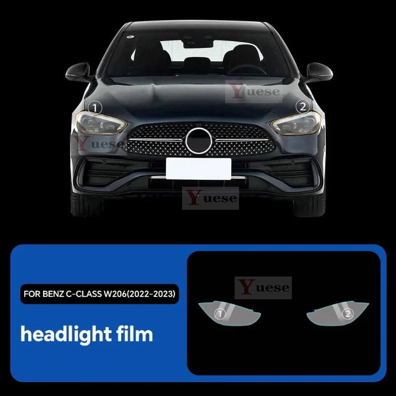 For Mercedes Benz C Class W206 W205 2022 2023 Car Protection Film Headlight Mirror Film TPU Clear Anti Scratch Sticker
