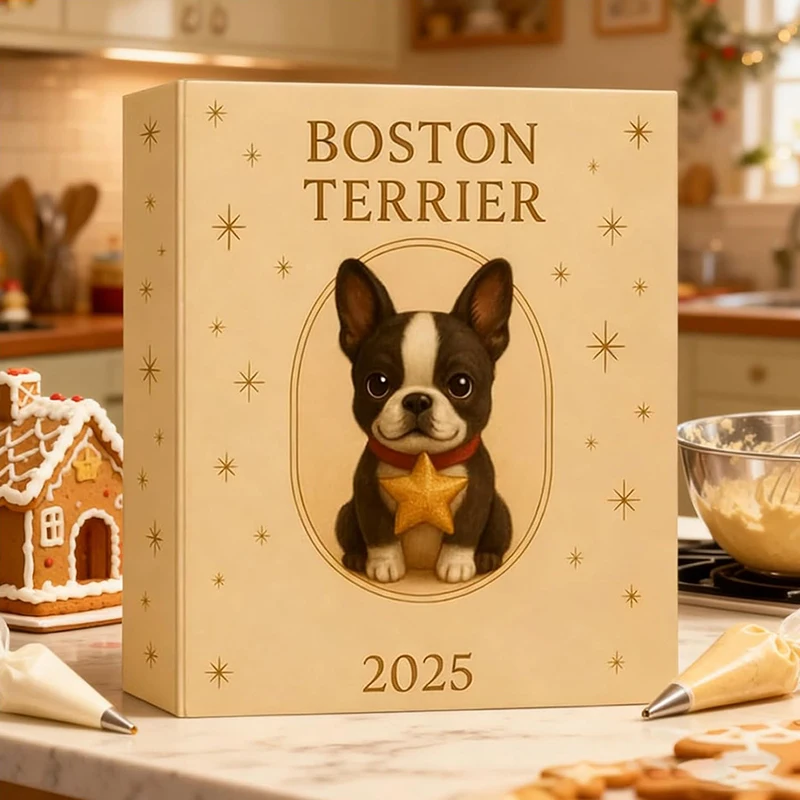 Calendrier de l'Avent Boston Terrier 2025, 24 jours d'ornements festifs Boston Terrier, calendrier de compte à rebours de Noël en acrylique 2d [HGPC]