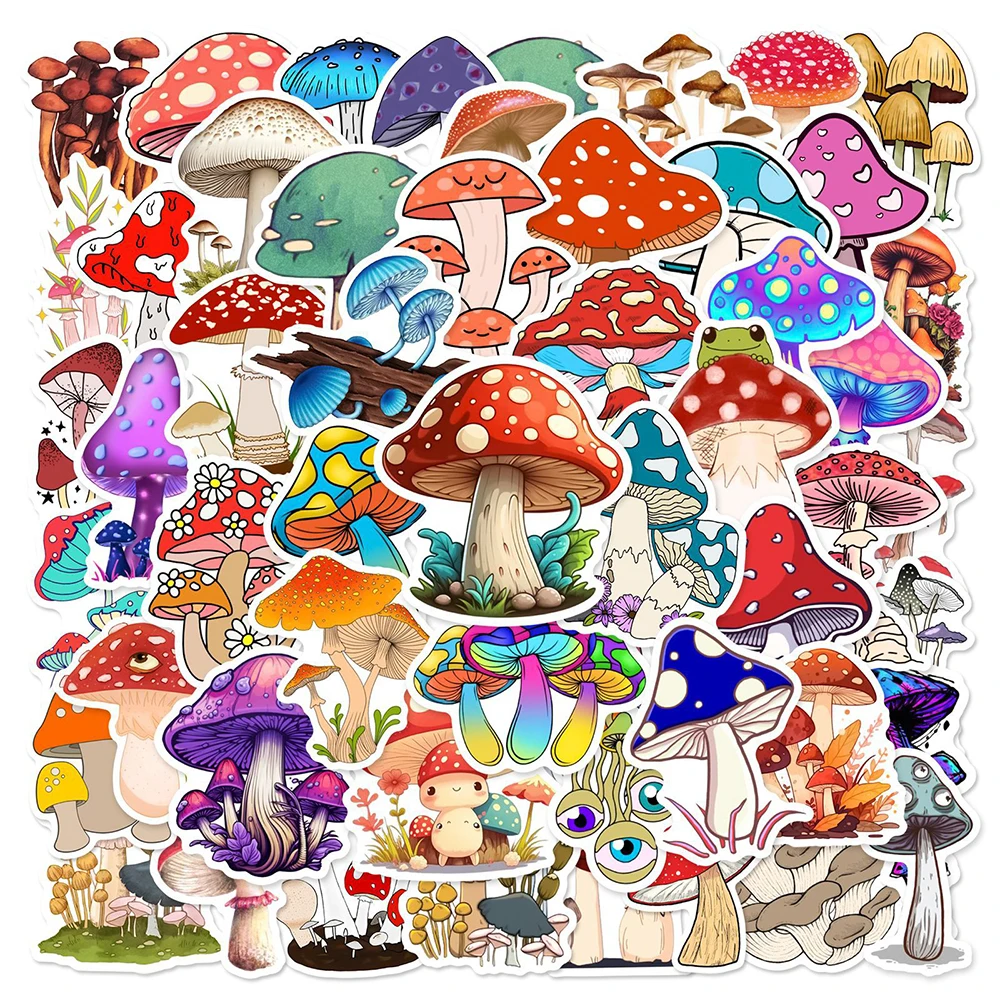 10/30/50PCS Cute Plant Mushroom Cartoon Stickers for Kids Cute DIY Suitcase Guitar Luggage Laptop Waterproof Kids Sticker Decals