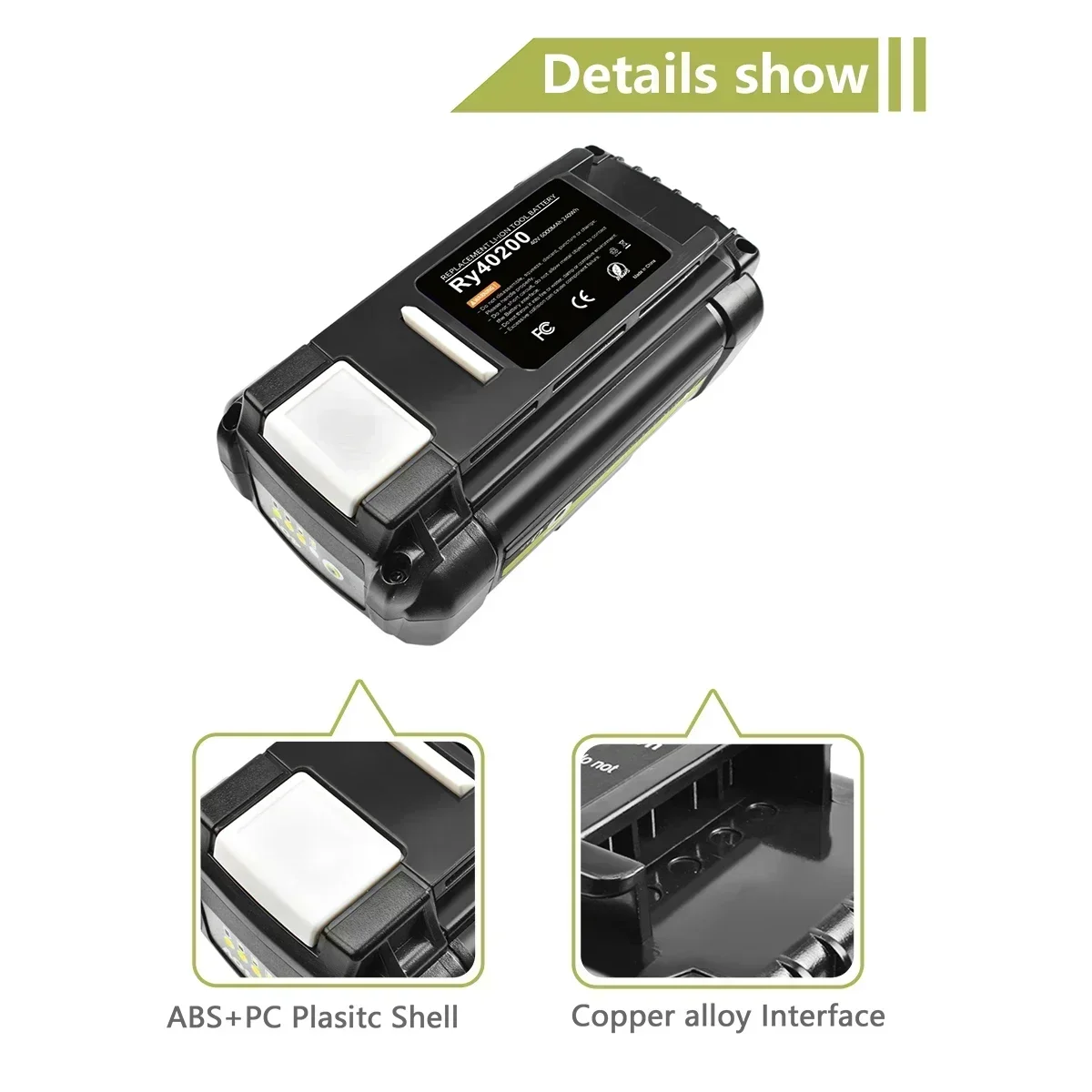 Li-Ion For 40V Ryobi 6.0Ah Rechargeable Battery for RY40502 RY40200 40V Cordless Power Tools Battery OP4050 OP4026 OP40401