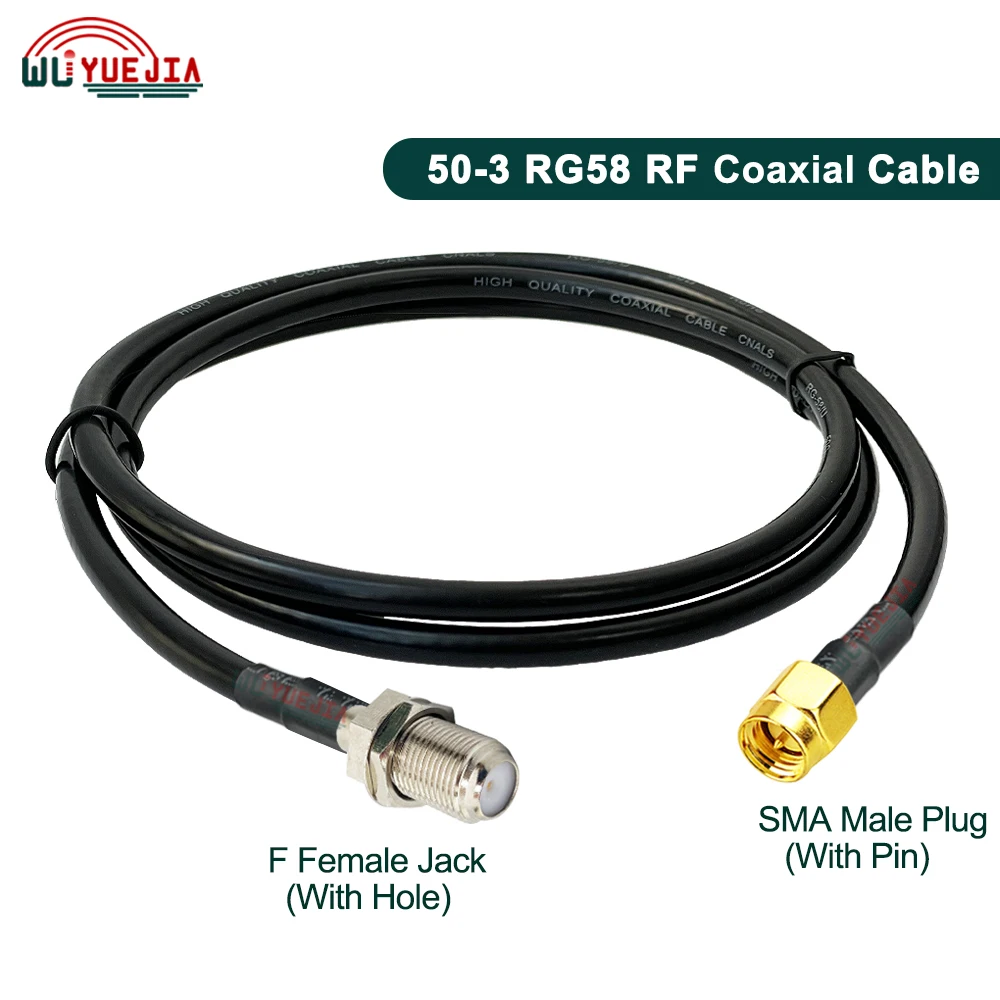 1Pcs RG-58/U Cable F to SMA Type Connector SMA Male Plug to F Male or Female Jack RG58 Coaxial Extension Cable 10 cm~20 Meters